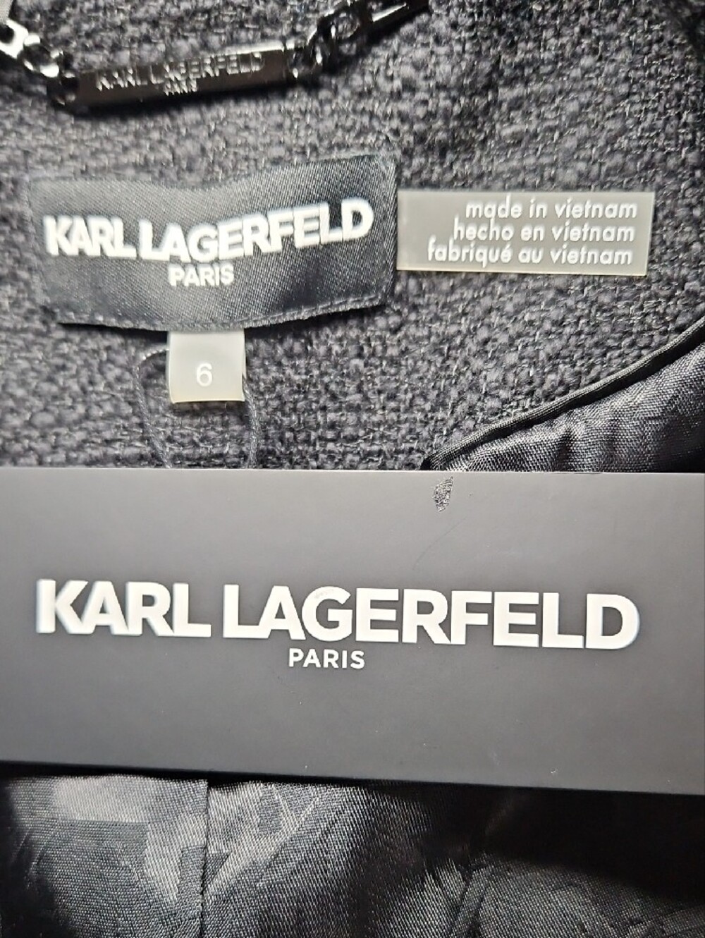 Karl Lagerfeld Paris Black Tweed Blazer Size 6 New Women's Careerwear Layering - Picture 8 of 11